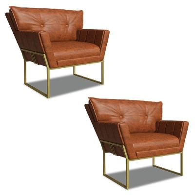 Poltrona Sala Industrial Dourado Kit 2 Anitta Sintético Pu Nozes D03 - D'rossi