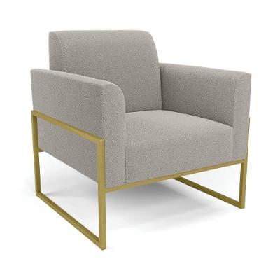 Poltrona Sala Estar Industrial Alta Dourado Marisa Bouclê Cinza D03 - D'rossi