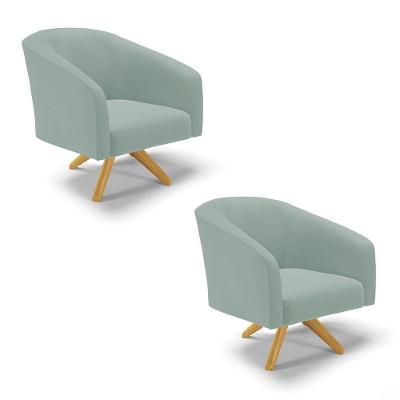 Poltrona Decorativa Giratória Ma30 Kit 2 Stella Cotelê Int/veludo Menta D03 - D'rossi