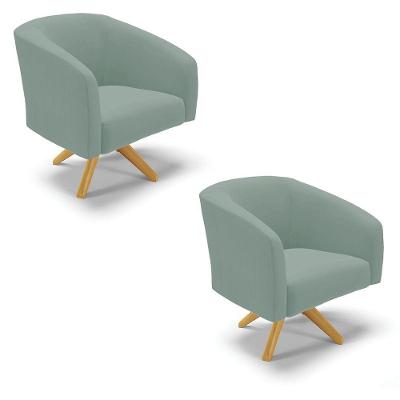 Poltrona Decorativa Giratória Ma30 Kit 2 Stella Cotelê Ext/veludo Menta D03 - D'rossi