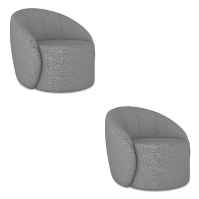 Poltrona Decorativa Orgânica Kit 2 Lua Linho Grafite D03 - D'rossi