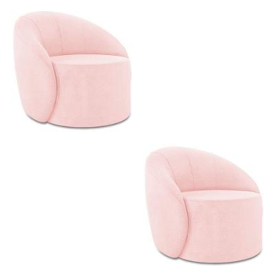 Poltrona Decorativa Orgânica Kit 2 Lua Suede Rosa Bebê D03 - D'rossi