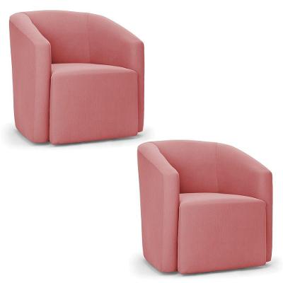 Poltrona Decorativa Orgânica Kit 2 Stella Max Suede Rosê D03 - D'rossi