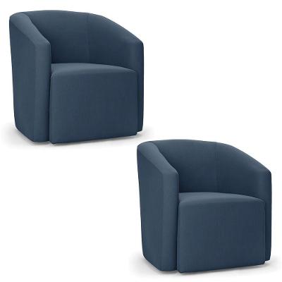 Poltrona Decorativa Orgânica Kit 2 Stella Max Suede Azul Marinho D03 - D'rossi