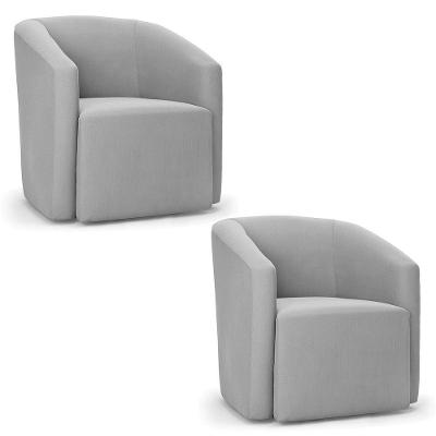 Poltrona Decorativa Orgânica Kit 2 Stella Max Suede Cinza D03 - D'rossi