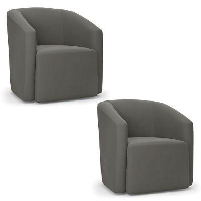 Poltrona Decorativa Orgânica Kit 2 Stella Max Suede Grafite D03 - D'rossi