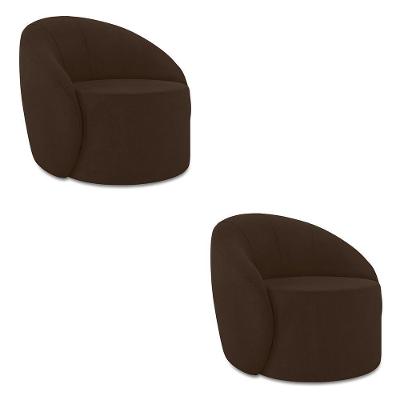 Poltrona Decorativa Orgânica Kit 2 Lua Suede Marrom D03 - D'rossi
