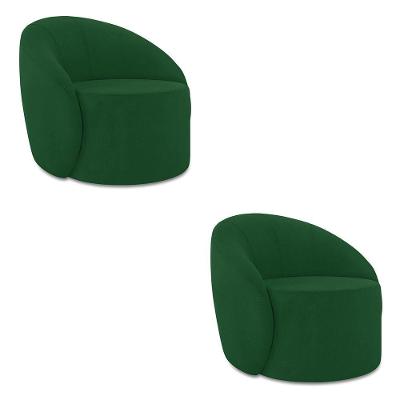 Poltrona Decorativa Orgânica Kit 2 Lua Suede Verde D03 - D'rossi