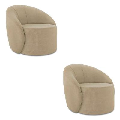 Poltrona Decorativa Orgânica Kit 2 Lua Suede Marr Rato D03 - D'rossi
