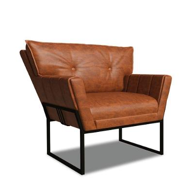 Poltrona Sala De Estar Industrial Pto Anitta Sintético Pu D03 - D'rossi Cor Nozes