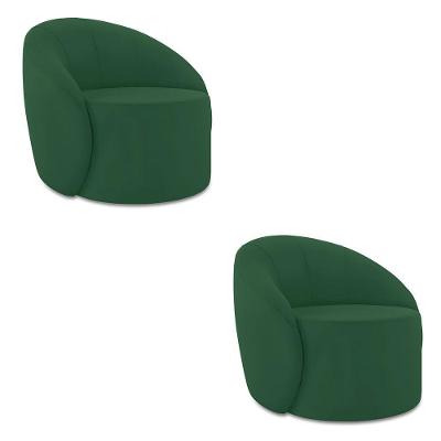 Poltrona Decorativa Orgânica Kit 2 Lua Veludo Verde D03 - D'rossi