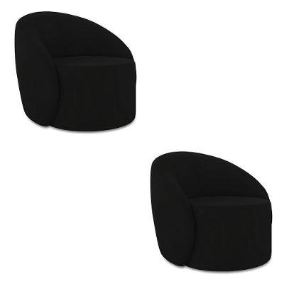 Poltrona Decorativa Orgânica Kit 2 Lua Veludo Preto D03 - D'rossi