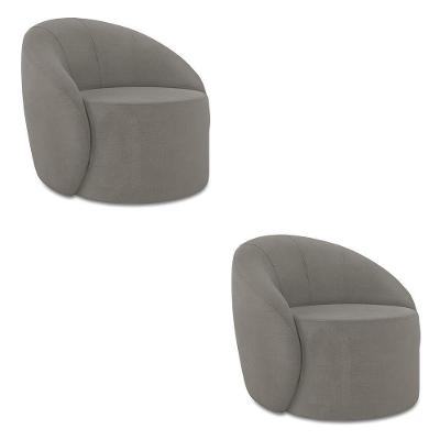 Poltrona Decorativa Orgânica Kit 2 Lua Suede Grafite D03 - D'rossi