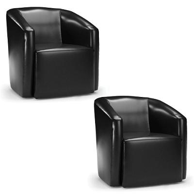 Poltrona Decorativa Orgânica Kit 2 Stella Max Sintético Pu Preto D03 - D'rossi