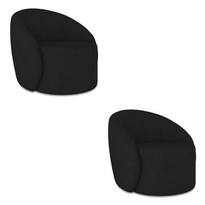 Poltrona Decorativa Orgânica Kit 2 Lua Linho Preto D03 - D'rossi