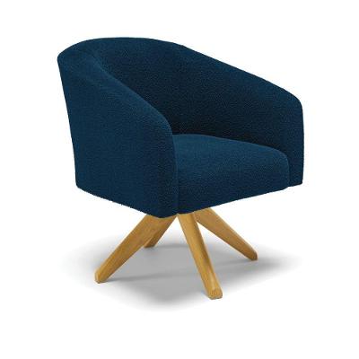 Poltrona Decorativa Giratória Ma30 Stella Bouclê Azul - D'rossi