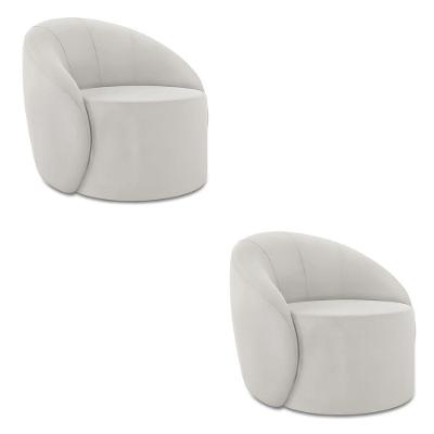 Poltrona Decorativa Orgânica Kit 2 Lua Veludo Cinza D03 - D'rossi