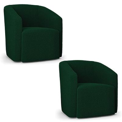 Poltrona Decorativa Orgânica Kit 2 Stella Max Bouclê Verde D03 - D'rossi