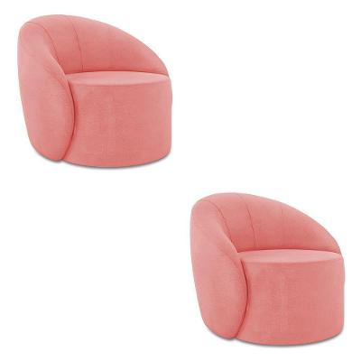 Poltrona Decorativa Orgânica Kit 2 Lua Suede Rosê D03 - D'rossi