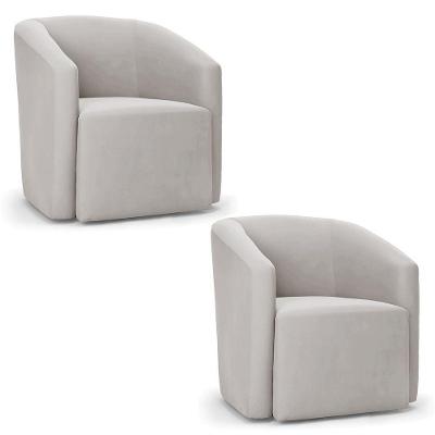 Poltrona Decorativa Orgânica Kit 2 Stella Max Veludo Cinza D03 - D'rossi