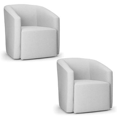 Poltrona Decorativa Orgânica Kit 2 Stella Max Linho Cinza D03 - D'rossi