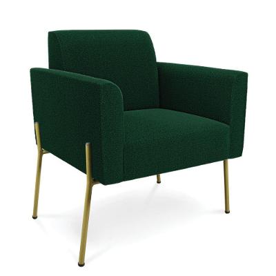 Poltrona Sala De Estar Pé Ferro Dourado Marisa Bouclê Verde D03 - D'rossi