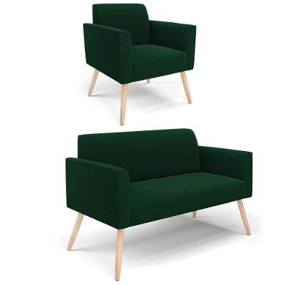Namoradeira E Poltrona Pé Palito Natural Marisa Bouclê Verde D03 - D'rossi