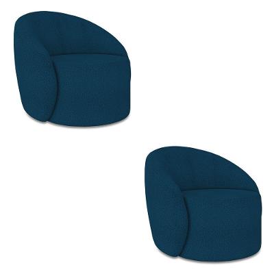 Poltrona Orgânica Giratória Kit 2 Lua Bouclê Azul D03 - D'rossi