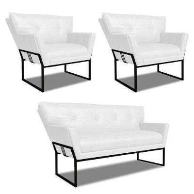 Namoradeira E 2 Poltronas Industrial Pto Anitta Sintét Pu Branco D03 - D'rossi