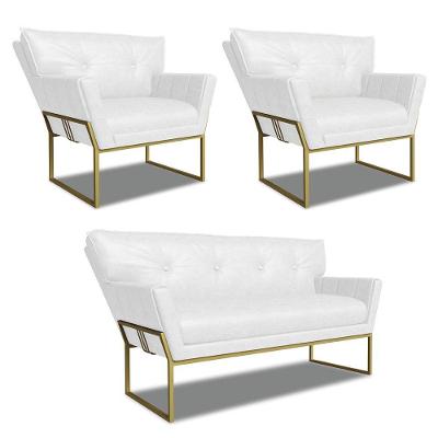 Namoradeira E 2 Poltronas Industrial Dour Anitta Sintét Pu Branco D03 - D'rossi