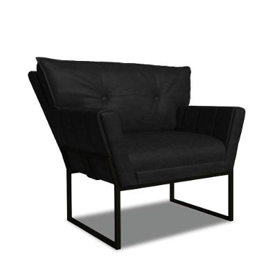 Poltrona Sala De Estar Industrial Pto Anitta Sintético Pu Preto D03 - D'rossi