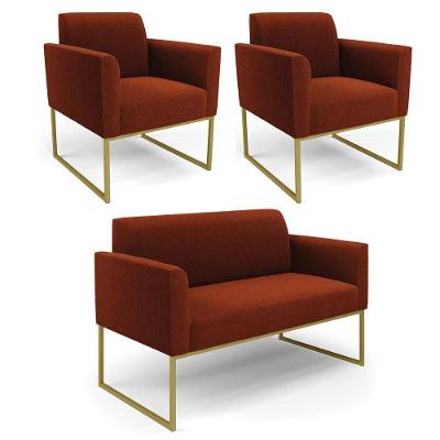 Namoradeira E 2 Poltronas Industrial Dourado Marisa Bouclê Terra D03 - D'rossi