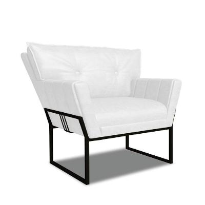 Poltrona Sala De Estar Industrial Pto Anitta Sintético Pu Branco D03 - D'rossi
