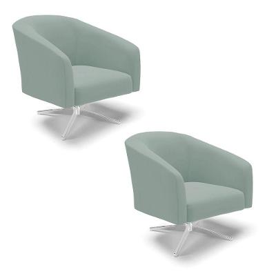 Poltrona Decorativa Giratória Cromada Kit 2 Stella Cotelê Ext/veludo Menta D03 - D'rossi