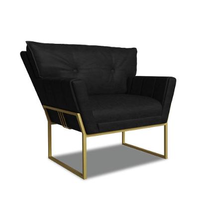 Poltrona Sala De Estar Industrial Dour Anitta Sintético Pu Preto D03 - D'rossi