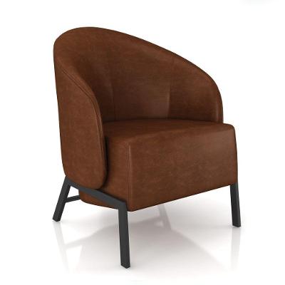 Poltrona Sala De Estar Base Industrial Luar Sintético Pu Marrom K01 - D'rossi