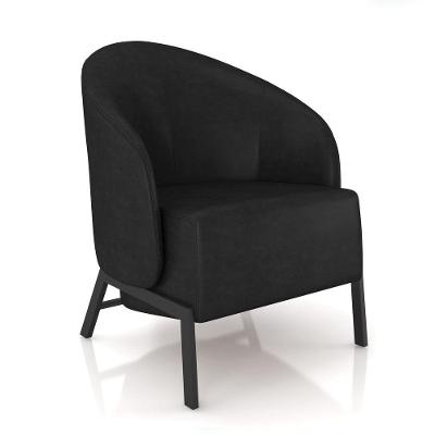 Poltrona Sala De Estar Base Industrial Luar Sintético Pu Preto K01 - D'rossi