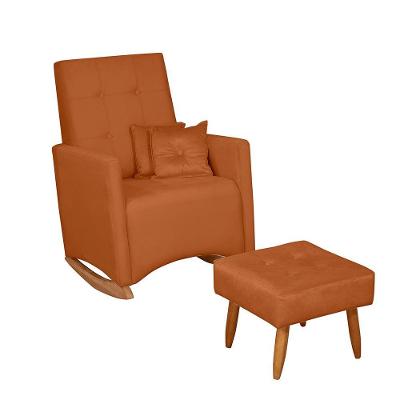 Poltrona De Amamentação Com Balanço E Puff Lizzi Veludo Terracota F06 - D'rossi