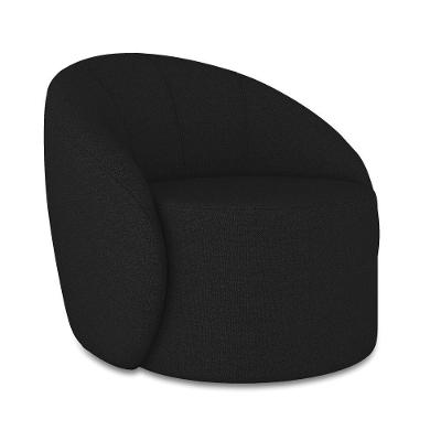 Poltrona Decorativa Orgânica Giratória Lua Linho Preto D03 - D'rossi