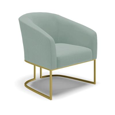 Poltrona Decorativa Industrial Dourado Stella Cotelê Ext/veludo Menta D03 - D'rossi