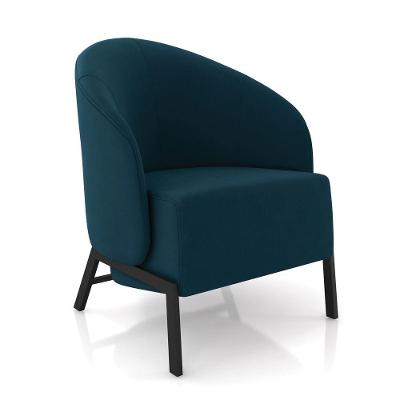 Poltrona Sala De Estar Base Industrial Luar Veludo Azul K01 - D'rossi