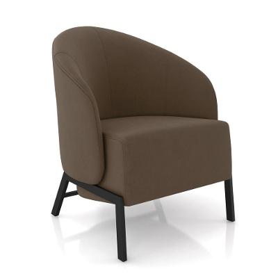 Poltrona Sala De Estar Base Industrial Luar Veludo Marrom K01 - D'rossi