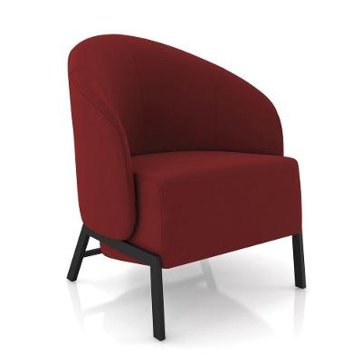 Poltrona Sala De Estar Base Industrial Luar Veludo Vermelho K01 - D'rossi