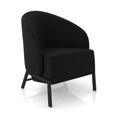 Poltrona Sala De Estar Base Industrial Luar Veludo Preto K01 - D'rossi