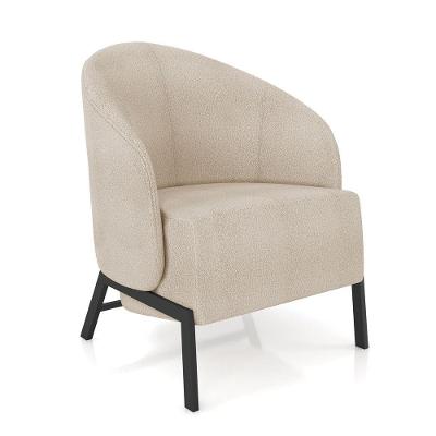 Poltrona Sala De Estar Base Industrial Luar Bouclê Creme K01 - D'rossi