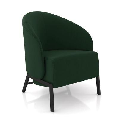 Poltrona Sala De Estar Base Industrial Luar Veludo Verde K01 - D'rossi