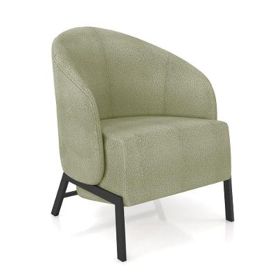 Poltrona Sala De Estar Base Industrial Luar Bouclê Verde K01 - D'rossi