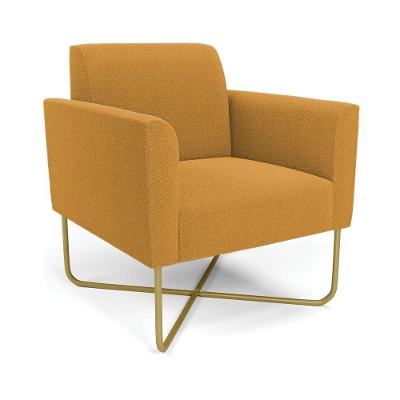 Poltrona Sala Base X Industrial Dourado Marisa Bouclê Mostarda D03 - D'rossi