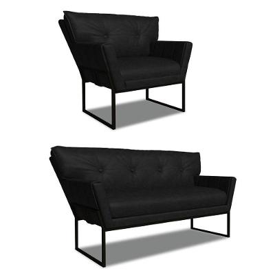 Namoradeira E Poltrona Industrial Pto Anitta Sintético Pu Preto D03 - D'rossi