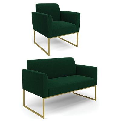 Namoradeira E Poltrona Industrial Dourado Marisa Bouclê Verde D03 - D'rossi